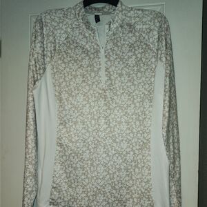Adidas Women's Cream Floral Half-Zip Pullover with White Panels NWT